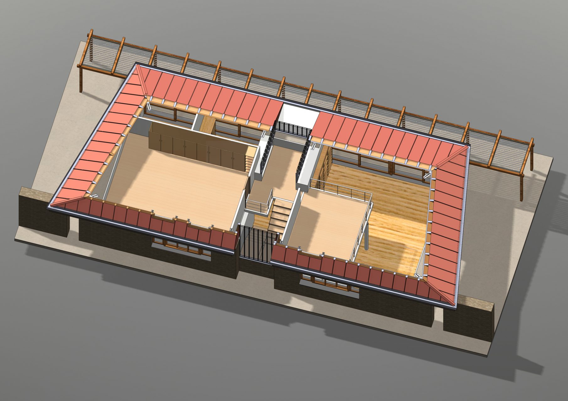 KL HOUSE 12 - axonometric plan - first floor - sectioned model F